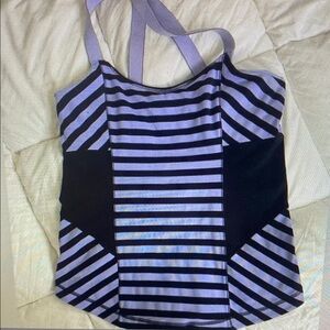 Lululemon Athletica Blue and Black Striped One Piece